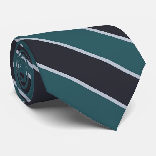 Zachter plus donkerblauw en dennen groene diagonal stropdas (Opgerold)