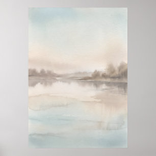 Zachter Poster van Blauwe Nevelige Meer