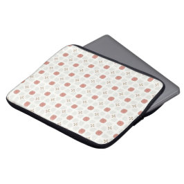 Zachter rood en beige bloemachtig geometrisch tege laptop sleeve