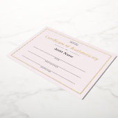 Zachter Roze Gouden Folie Certificaat van Echtheid Uitnodiging (Gedraaid)