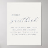 Zachter stoffig blauwe audio-gastenboek trouwbord poster (Voorkant)