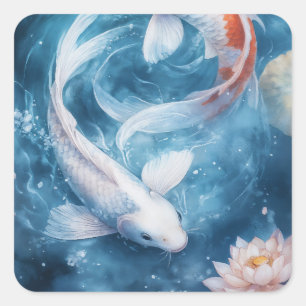 Zachtere Krullen van Koi in Rustig Water Vierkante Sticker