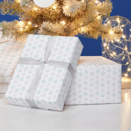 Zachterige Mint & Ijsgrijze Waterverf Sneeuwvlok P Cadeaupapier
