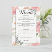 Zachterige Perzik Lente Tuin Bruiloftsmenu Menu (Staand voorkant)