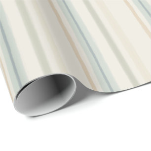 Zachterijp Sageblauw en Oker Waterverf Strepen Cadeaupapier