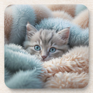Zachtes Kitten in een Zachte Deken Bier Onderzetter