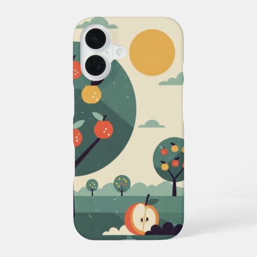 Zachtgekleurd Retro Boomgaard iPhone 16 Hoesje (Achterkant)