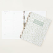 Zachtgrijs en saliegroen blad Custom Naam Planner (Display)