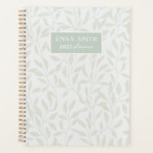 Zachtgrijs en saliegroen blad Custom Naam Planner (Voorkant)