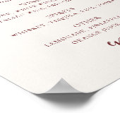Zachthe Ivoorkleurige Trouw Dranken Menu | Script  Poster (Hoek)