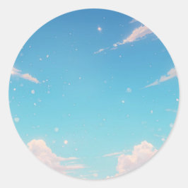 Zachtheblauwe lucht ronde sticker