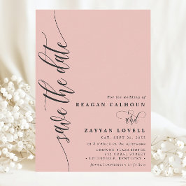 ZachtheDate zachte koraal eenvoudige moderne scrip Save The Date