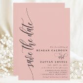 ZachtheDate zachte koraal eenvoudige moderne scrip Save The Date