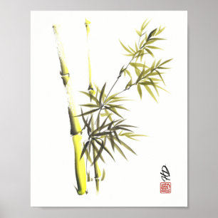 Zachtheid Bamboe Harmonie Chinese Kwast Kunst Poster