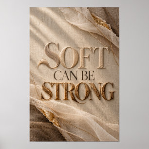 Zachtheid Kan Sterk Elegant Gouden Typografie Muur Poster