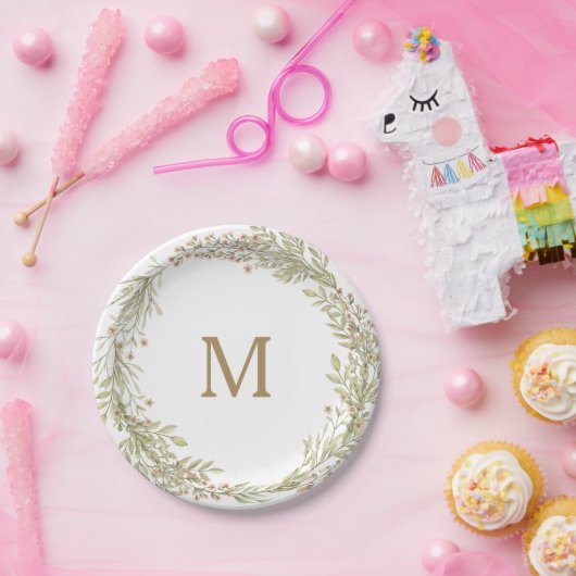 Zachtheid Monogramma Huwelijksfeest Papieren Bord (Feest)
