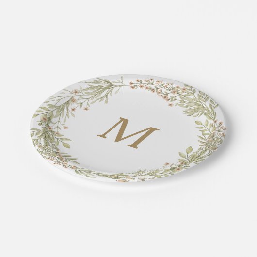Zachtheid Monogramma Huwelijksfeest Papieren Bord (Gekanteld)