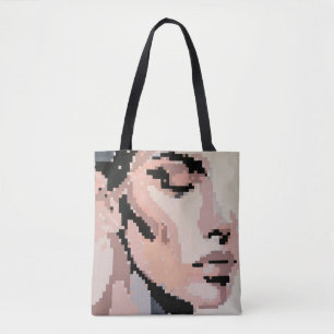Zachtheid Pixel Portret in Bleke Toon Tote Bag
