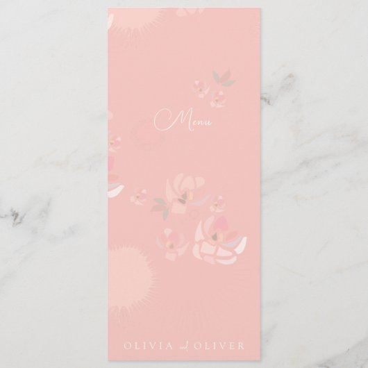 Zachtheid Thee Rozen Bruiloft Menu (Achterkant)