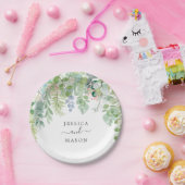 Zachtheidsgroene huwelijksbruiloft papieren bord (Feest)