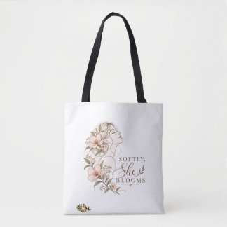 Zachtjes Bloeiende Waterverf Bloemige Vrouw Tote T Bag