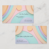 Zachtjes gebogen vormen in pastelkleuren met tekst visitekaartje (Voorkant / Achterkant)