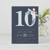 ZACHTNAVY BLUSH BLUE FLORAL 10TH ELKE OUDERDAG KAART (Staand voorkant)