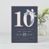 ZACHTNAVY BLUSH BLUE FLORAL 10TH ELKE OUDERDAG KAART (Staand voorkant)