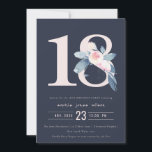 ZACHTNAVY BLUSH BLUE FLORAL 18TH ELKE OUDERDAG KAART<br><div class="desc">Als je nog meer aanpassingen of andere overeenkomende objecten nodig hebt,  kun je contact met me opnemen op yellowfebstudio@gmail.com</div>