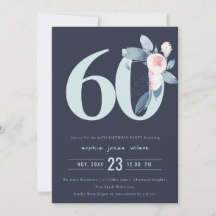 ZACHTNAVY BLUSH BLUE FLORAL 60 TH ELKE OUDERDAG KAART