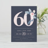 ZACHTNAVY BLUSH BLUE FLORAL 60 TH ELKE OUDERDAG KAART (Staand voorkant)