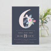 ZACHTNAVY BLUSH BLUE FLORAL 6TH ELKE LEEFTIJD BIRT KAART (Staand voorkant)