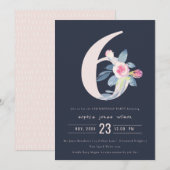 ZACHTNAVY BLUSH BLUE FLORAL 6TH ELKE LEEFTIJD BIRT KAART (Voorkant / Achterkant)