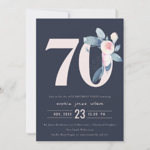 ZACHTNAVY BLUSH BLUE FLORAL 70 TH ELKE LEEFTIJD BI KAART