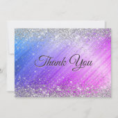 Zachtpaars nama zilver glitters sieradekralen bedankkaart (Voorkant)