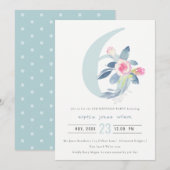 ZACHTPINK BLUSH BLUE FLORAL 6TH ELKE LEEFTIJD BIRT KAART (Voorkant / Achterkant)