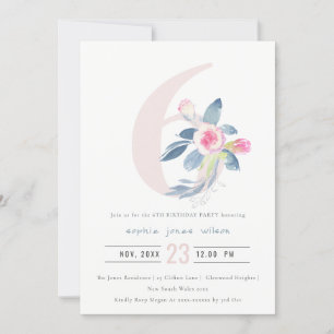 ZACHTPINK BLUSH BLUE FLORAL 6TH ELKE LEEFTIJD BIRT KAART