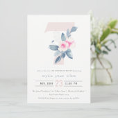 ZACHTPINK BLUSH BLUE FLORAL 7TH ELKE LEEFTIJD BIRT KAART (Staand voorkant)