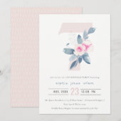 ZACHTPINK BLUSH BLUE FLORAL 7TH ELKE LEEFTIJD BIRT KAART (Voorkant / Achterkant)