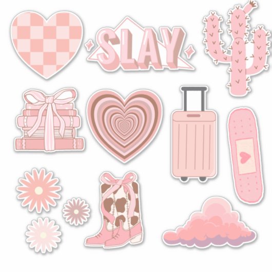 zachtroze preppy sticker (Voorkant)