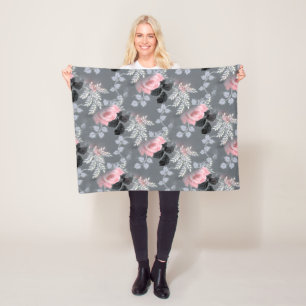 Zachtroze rozen fleece deken