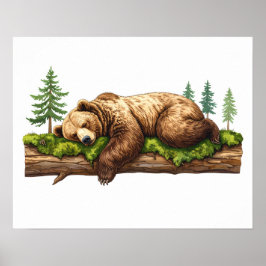 Zachtslapende Beer Woodland Nursery Wall Art Poster