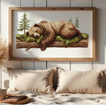 Zachtslapende Beer Woodland Nursery Wall Art
