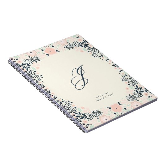 Zachtste Monogram | Bloemrijke Persoonlijke Maatwe Notitieboek (Rechterzijde)
