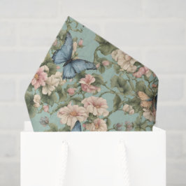Zachtste Roze Blau Bloem & Vlinder Tissuepapier
