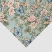 Zachtste Roze Blau Bloem & Vlinder Tissuepapier (Detail)