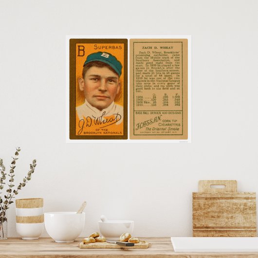 Zack Wheat Brooklyn Superbas Baseball 1911 Poster (Keuken)