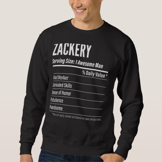 Zackery Serving Size Nutrition Label Calories Trui (Voorkant)