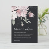 ZACTE ZWART WATERVERF FLORAL WEDDING INVITE BEDANKKAART (Staand voorkant)