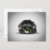 Zad en eenzaam klein katje met enorme groene ogen briefkaart (Voorkant / Achterkant)